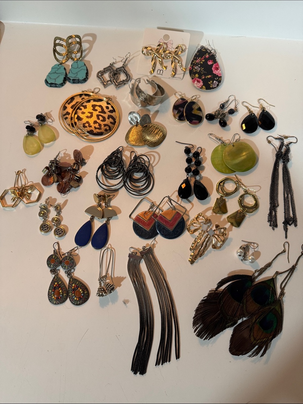 Assorted Women's Earrings Set - Gold, Black, Green, Blue Mix